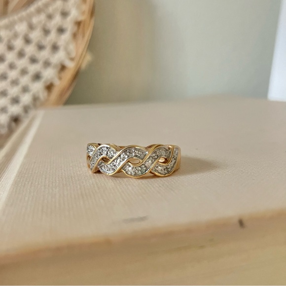 Eternity Twist Gold Helix Braid Pave Band Ring “Bellamy” Classic Engagement Prom - Picture 4 of 12